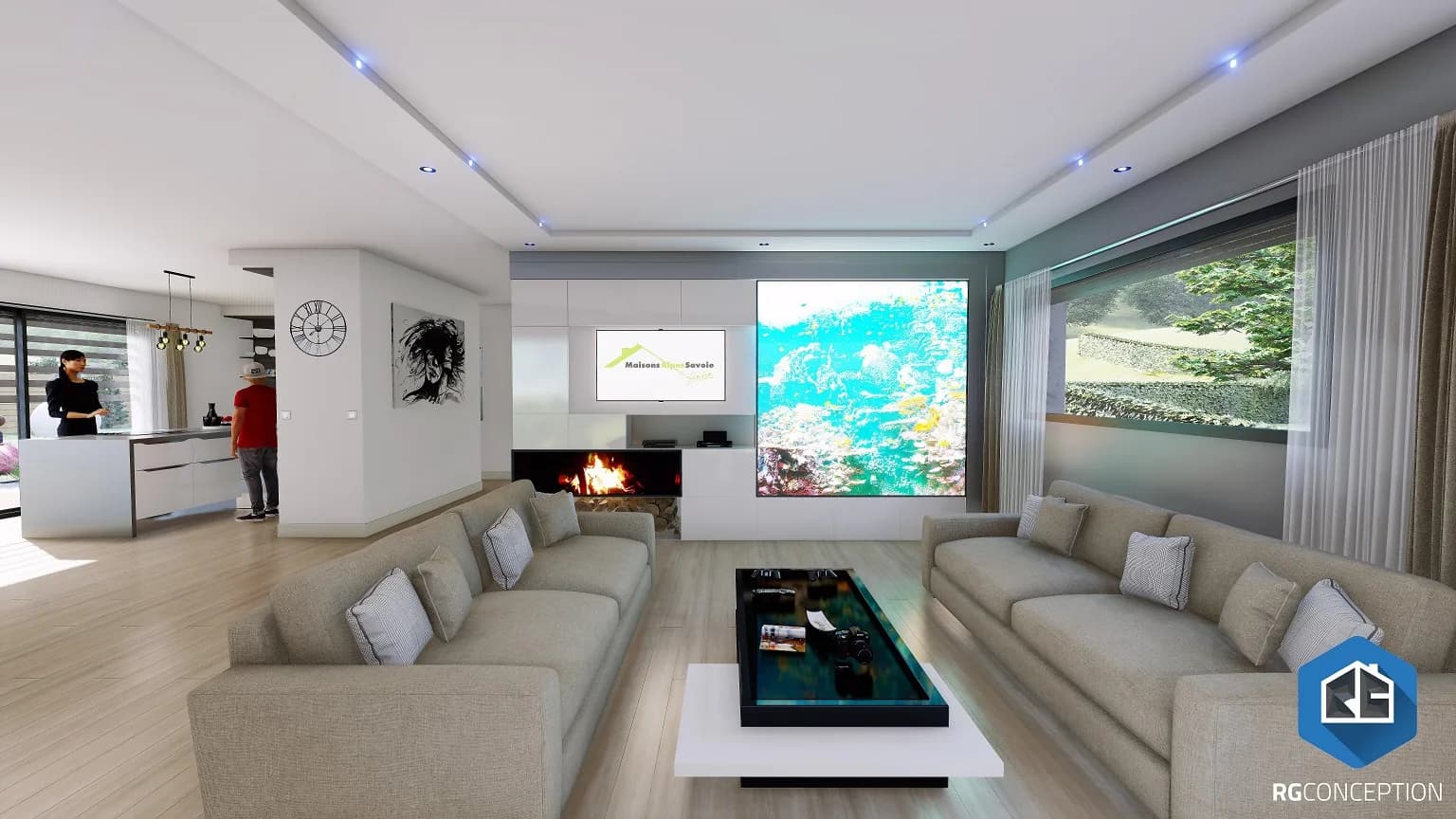 Perspective 3D photoréaliste d'une villa contemporaine
