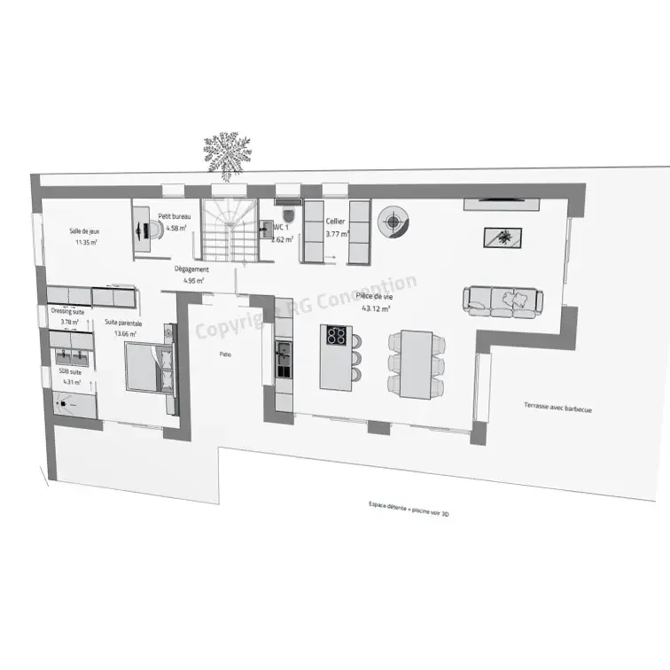 Plan de maison LIVIA 150 - Plan 2D côté
