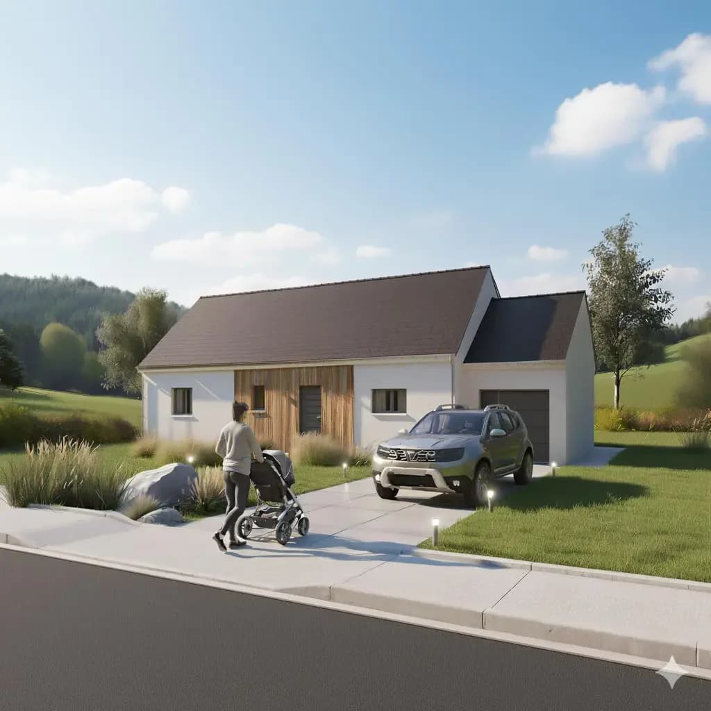 Plan de maison Contemporaine 90 - Plan 2D côté