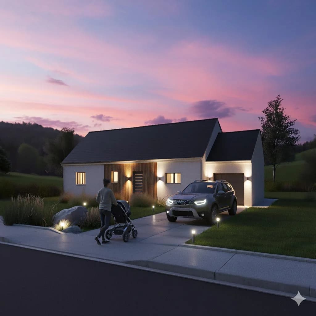 Plan de maison Contemporaine 90 - Plan 2D côté