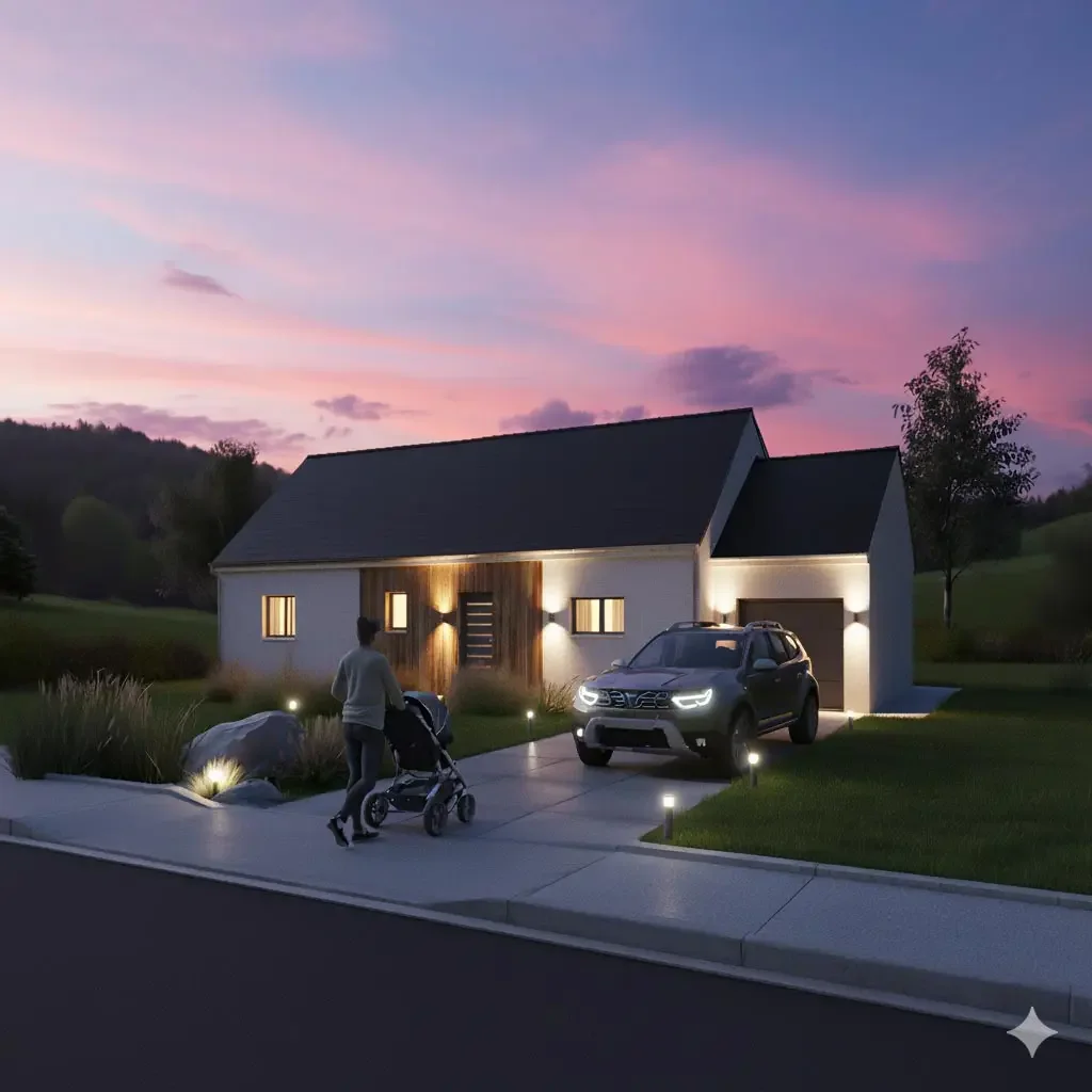 Plan de maison Contemporaine 90 - Plan 2D côté