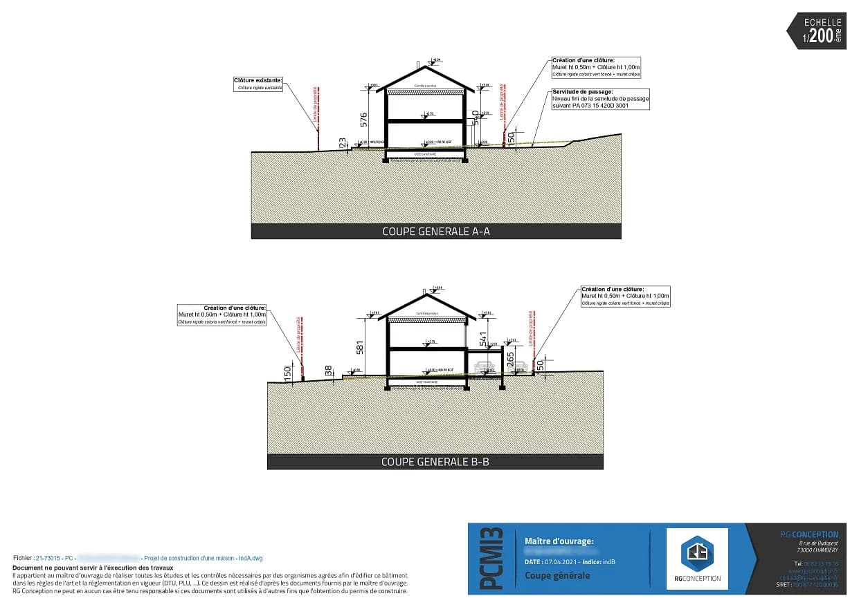 PCMI3 plan de coupe projet maison individuelle mercury 73200 savoie