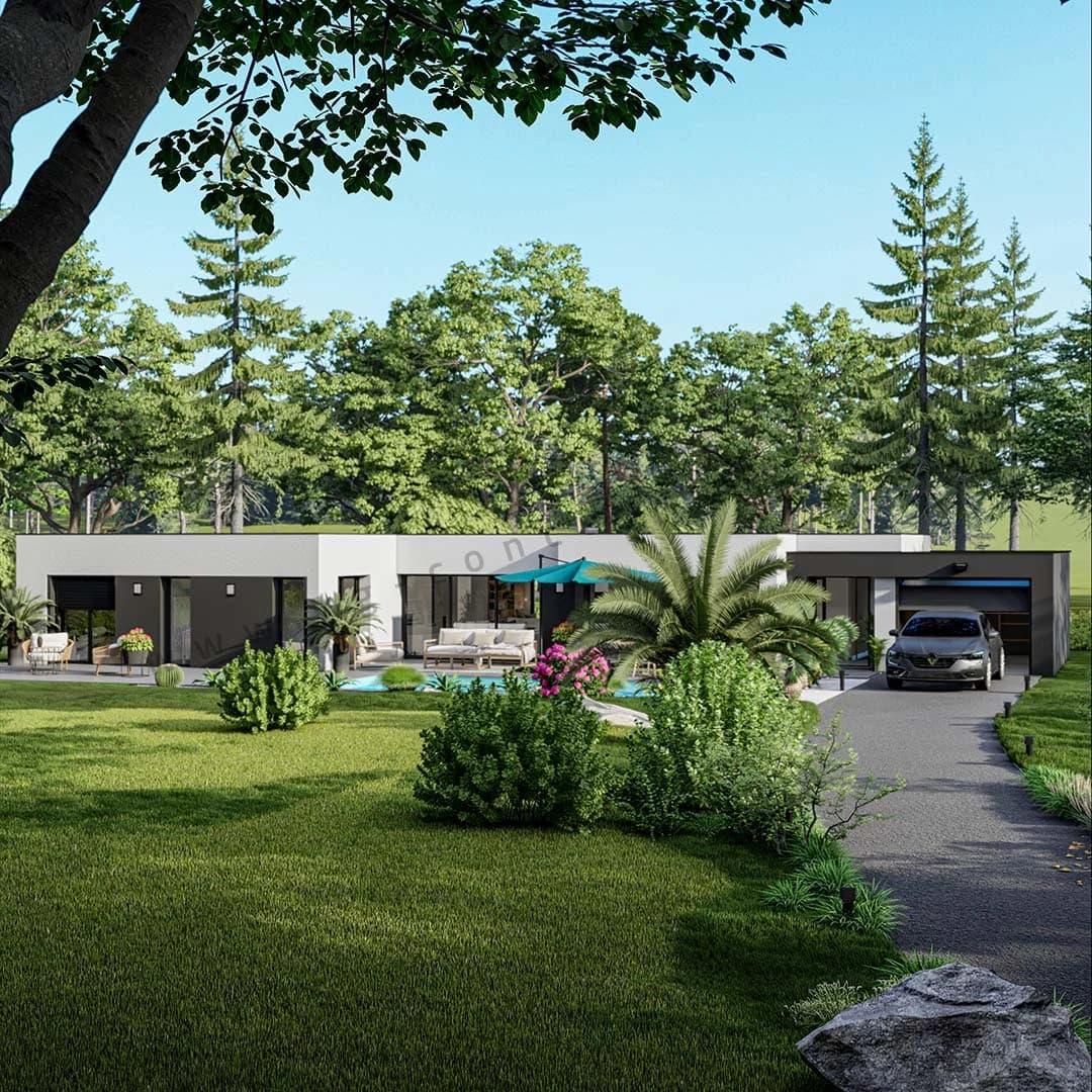 Plan de maison JULIA 131 - Plan 2D côté