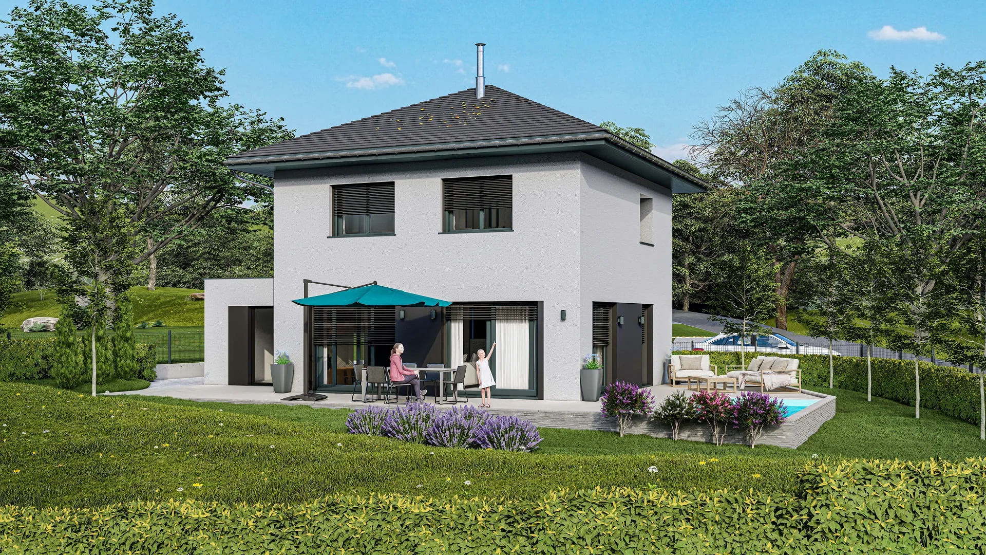 Perspective 3D maison individuelle Agathe